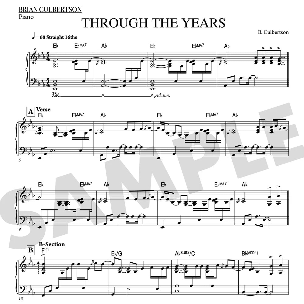 "Through The Years" Piano Sheet Music (Digital Download)